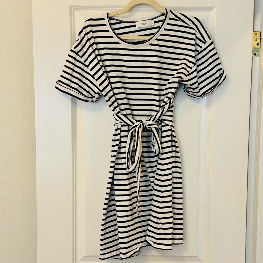 A.L.C. Black and White Striped Mini Dress
